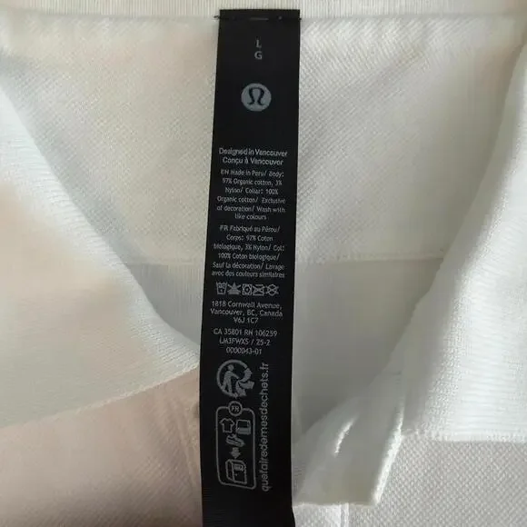 NWT Lululemon Cotton Pique Short-Sleeve Polo Shirt White Large